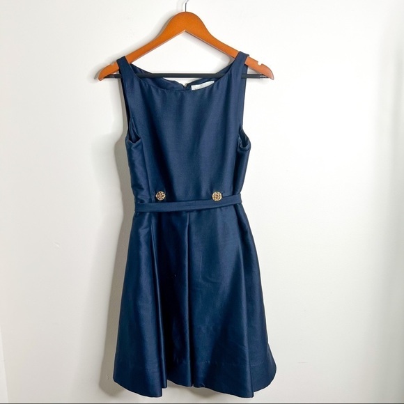 Elizabeth McKay Navy Silk Blend Dress size 8 - Picture 1 of 7